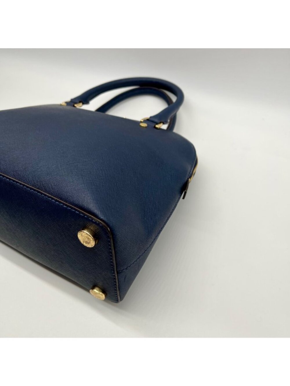 Michael Kors Blue Leather Cindy Large Dome Satchel Bag - Picture 6 of 10